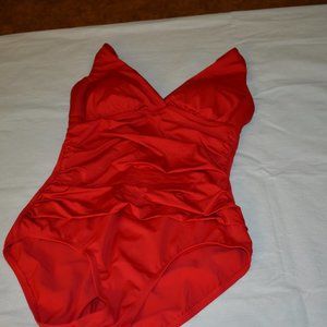 Red Jantzen one piece bathing suit